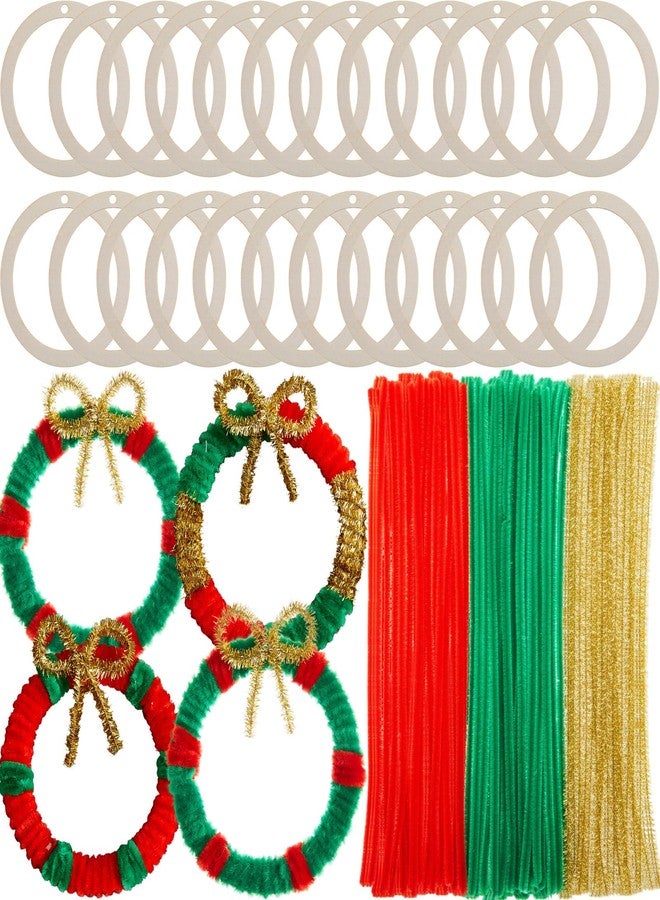 DoubleFill Christmas Crafts for Kids -Create Your Own Wooden Christmas Wreath Ornaments DIY Winter Arts and Craft Kit Activity Project Unfinished Wood Xmas Party Crafts Decorations - Image 1